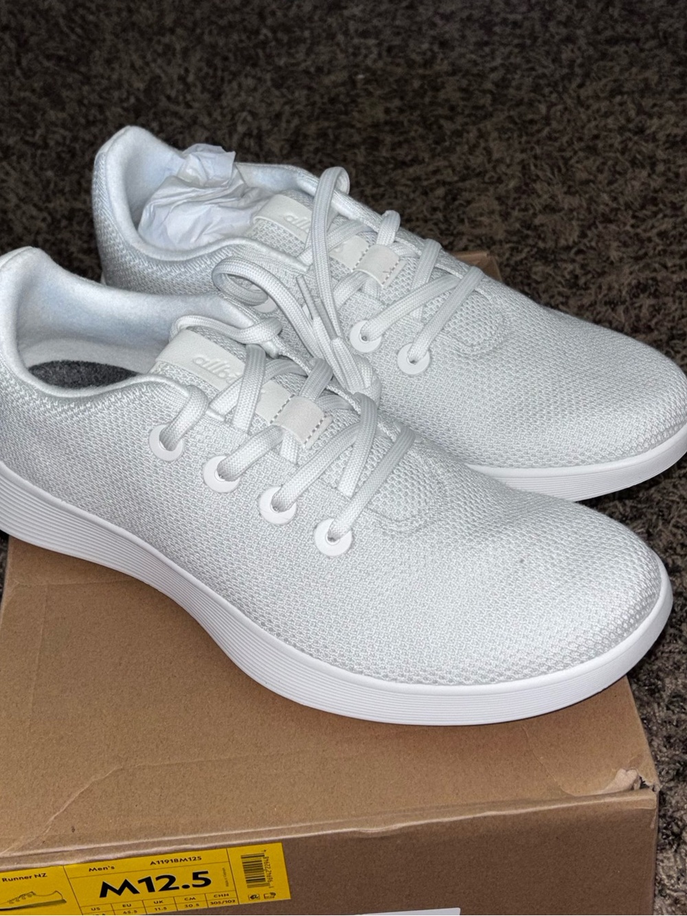 Allbirds Tree Runner NZ Men’s Size 12.5 Blizzard White Sneaker Shoes New
